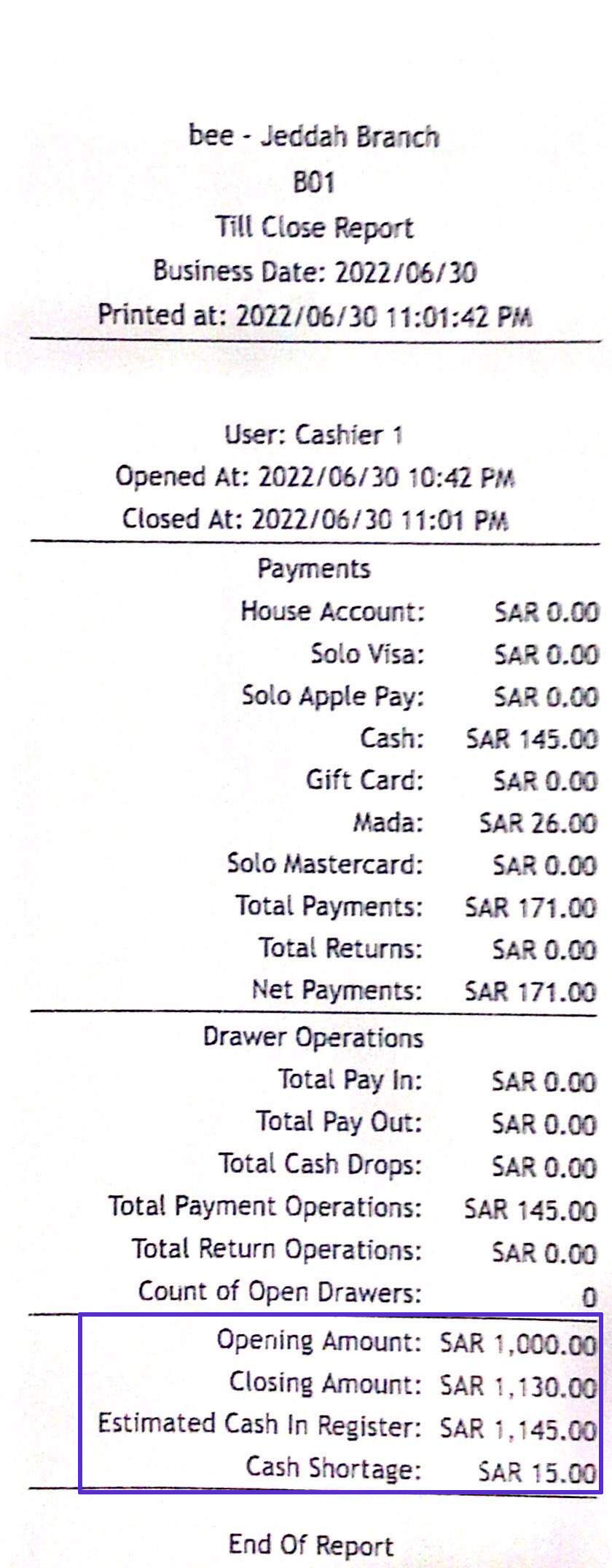 Shortage and surplus and tills summary report foodics help center